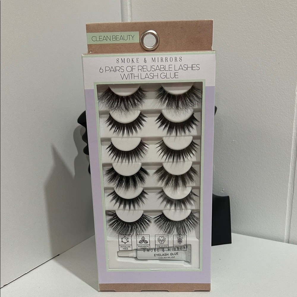 Smoke & Mirrors 6 Pairs Reusable Lashes with Glue